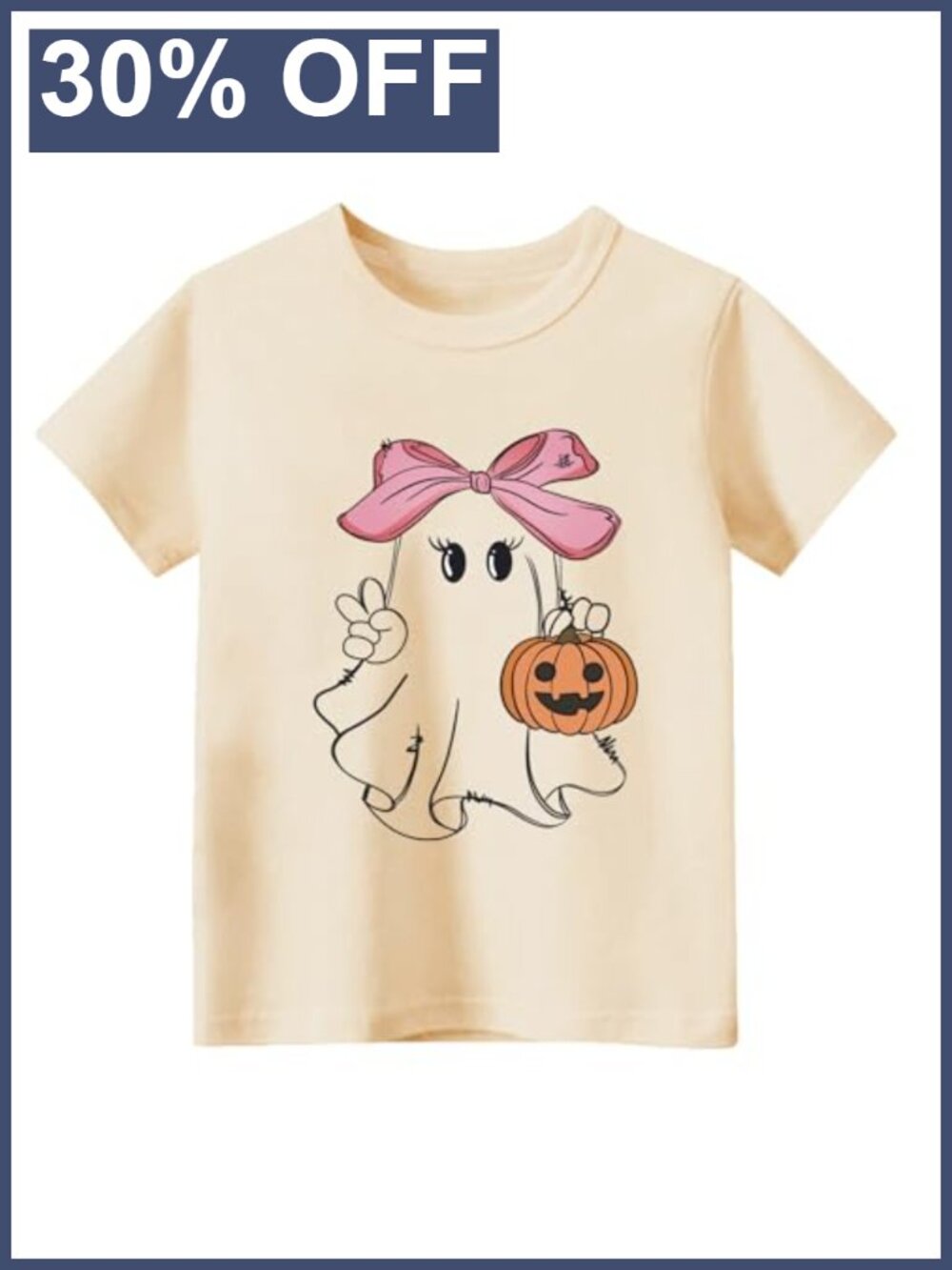 Toddler Girls Halloween Ghost Tee Short Sleeve Cotton T-Shirt